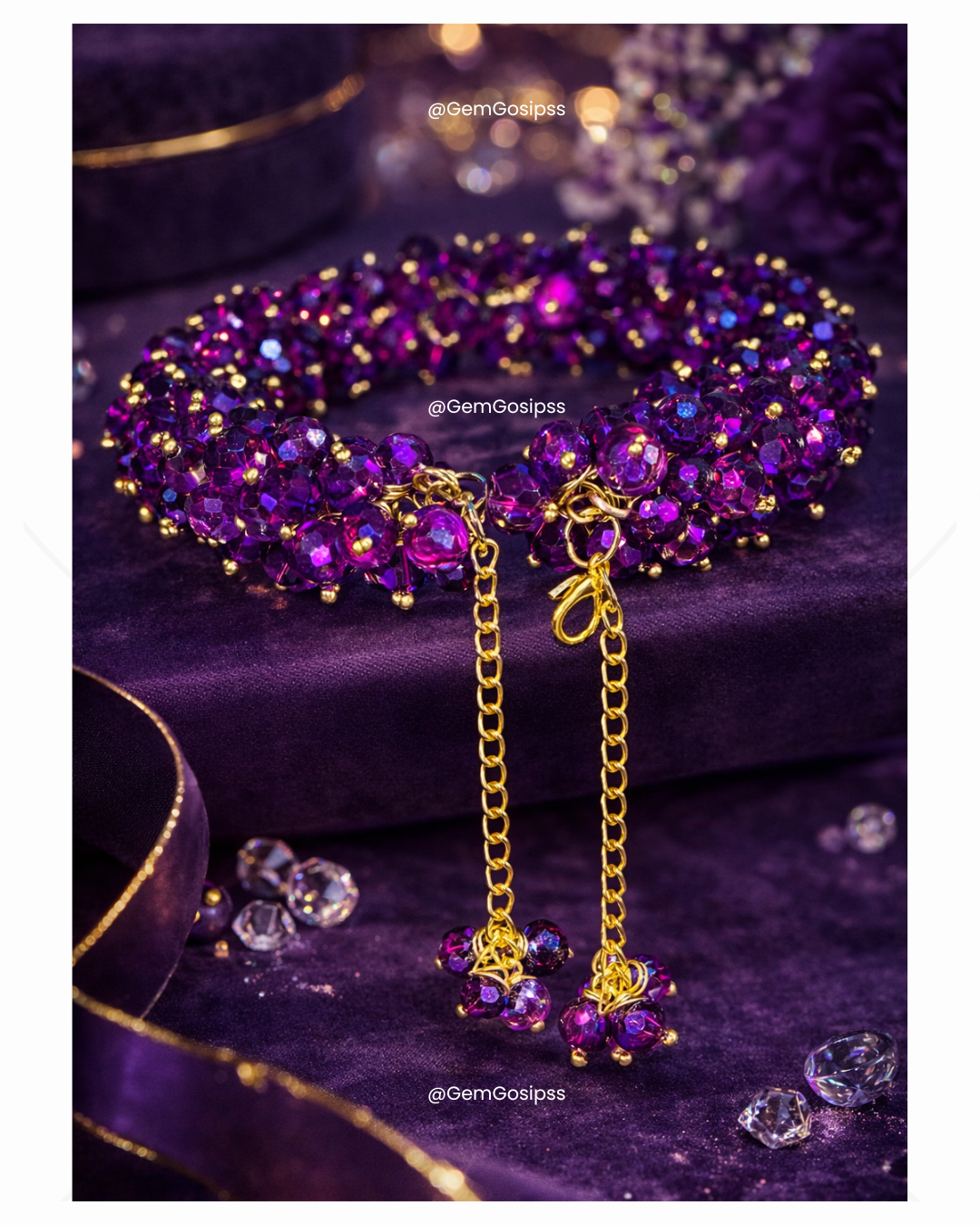 Elegant Gajra Beaded Bracelet (Perple) – Traditional Style with Premium Finish