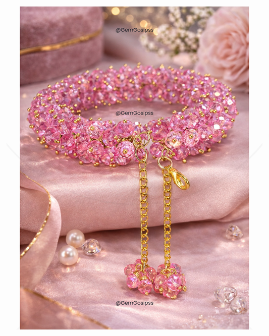 Elegant Gajra Beaded Bracelet (Pink) – Traditional Style with Premium Finish